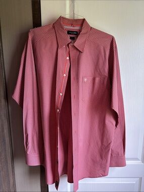 XLT Ariat Pro Men’s Orange & Blue Micro-Check Button-Up Shirt